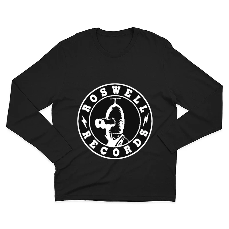 Roswell Records Black and White Circular Logo Male Long Sleeve T-Shirt