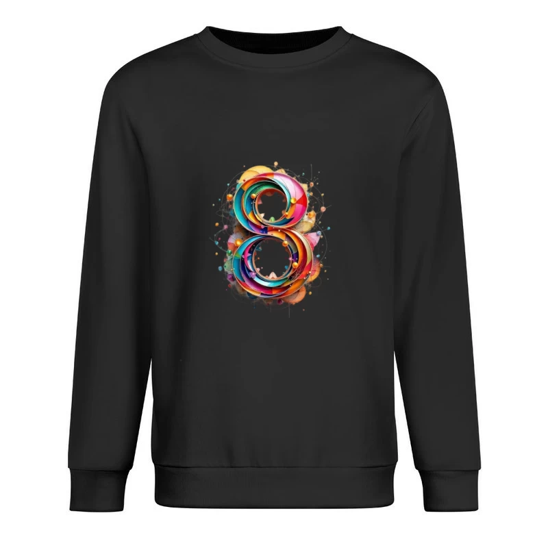 Abstract Colorful Number 8 Digital Art Design Male Pullover Sweatshirt