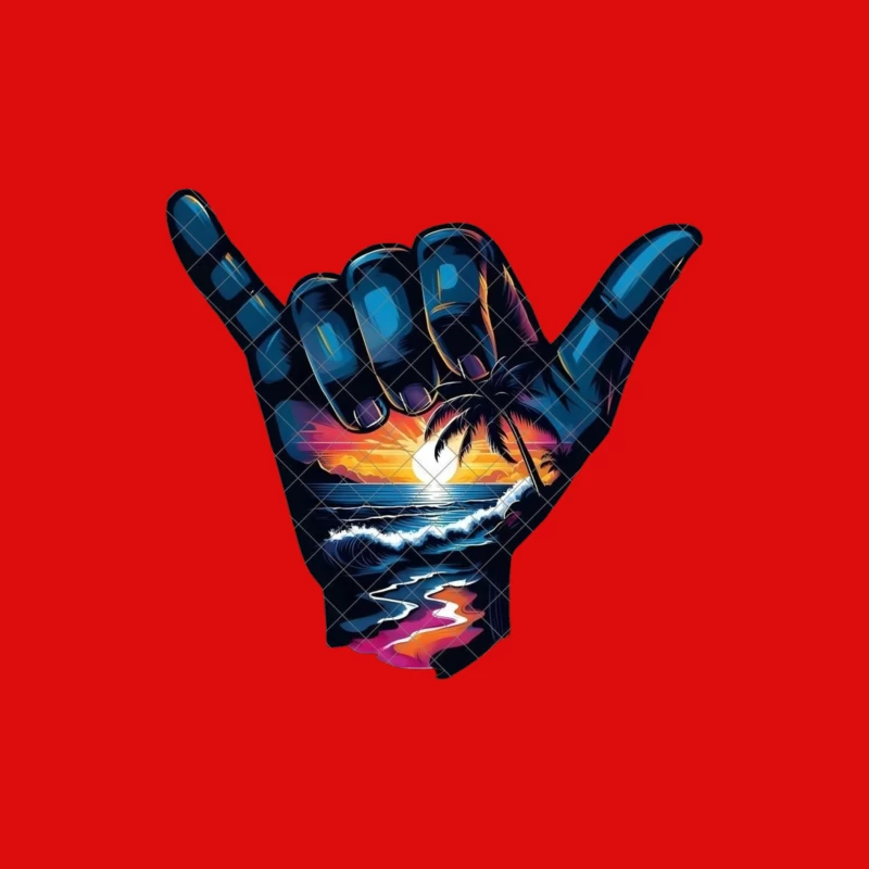 Shaka Sign with Tropical Sunset and Ocean Scene Male Tank Top