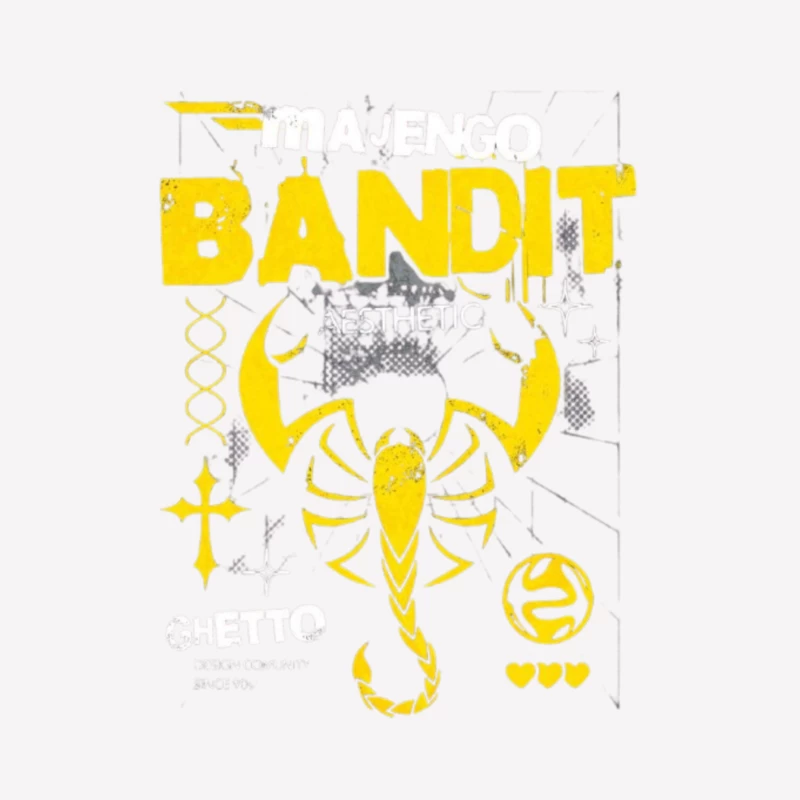 Yellow Bandit Scorpion Grunge Logo Design Female T-Shirt