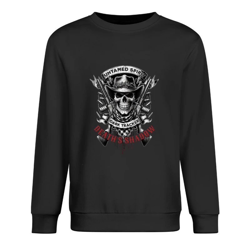 Untamed Spirit Dark Tracker Death's Shadow Skull with Crossed Guns Male Pullover Sweatshirt