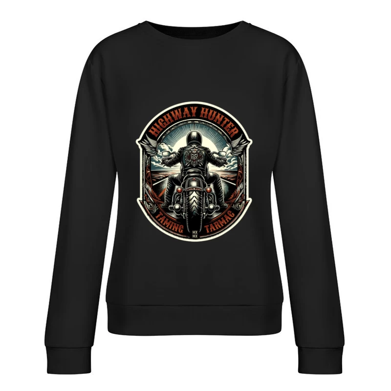 Motorradfahrer auf der Autobahn Damen Pullover Sweatshirt