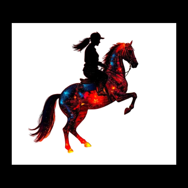 Cosmic Equestrian Silhouette with Galaxy Horse Tapestry