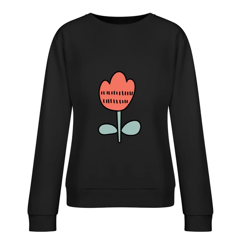 Fleur illustrée avec des motifs uniques Femme Sweat-shirt à enfiler