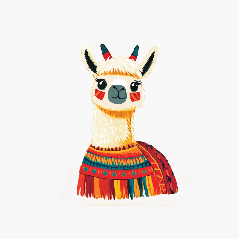 Cute Cartoon Llama in Colorful Peruvian Attire Cotton Tote Bag