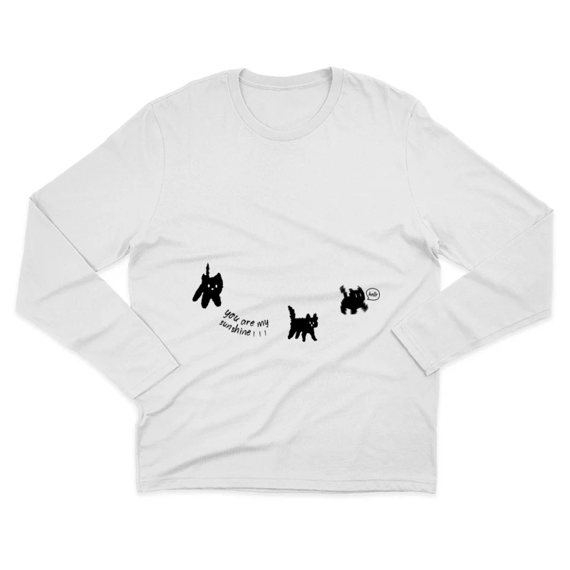 Süße Katzen-Doodle mit Herz Herren Langarm T-Shirt