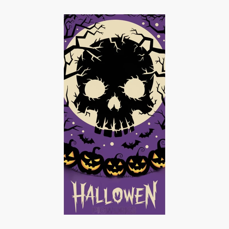 Spooky Halloween Night with Skull Moon and Jack O'Lanterns iPhone Case