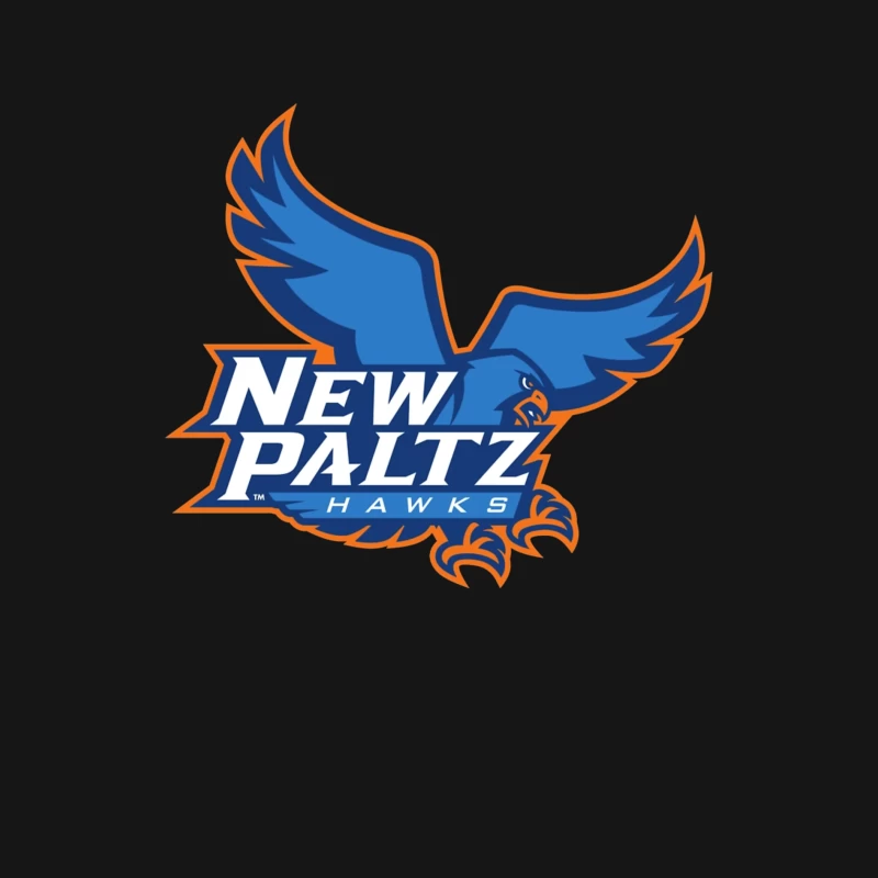 New Paltz Hawks Athletic Logo with Blue Hawk Mascot Male Long Sleeve T-Shirt