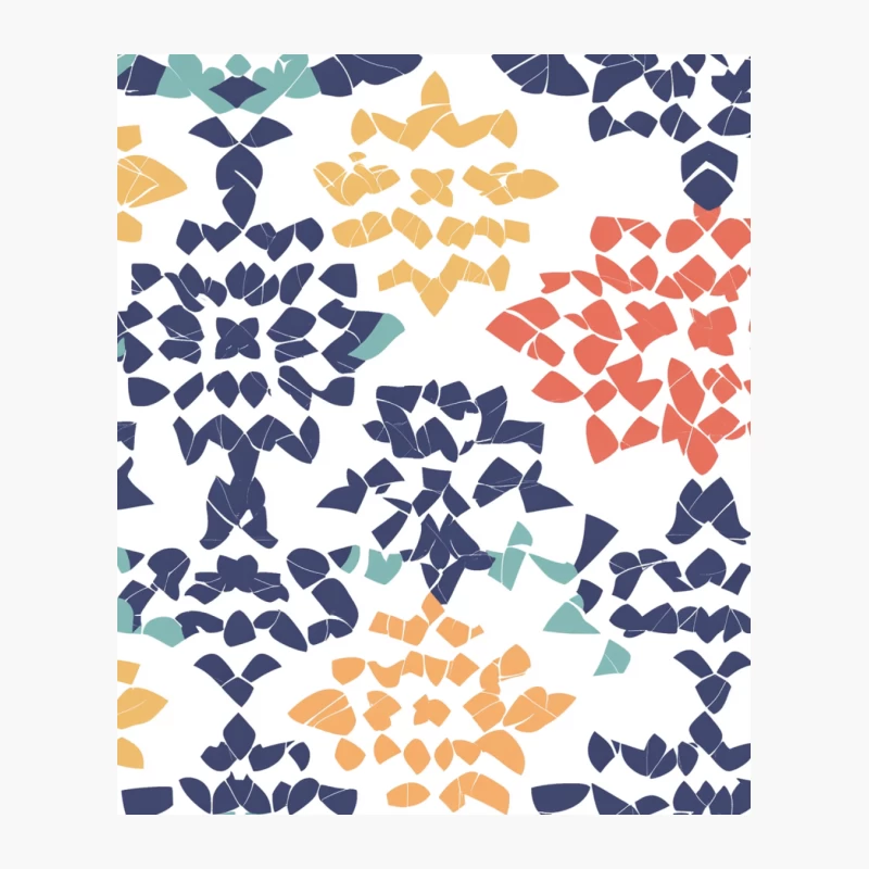 Colorful Abstract Floral Geometric Pattern Design Cotton Tote Bag