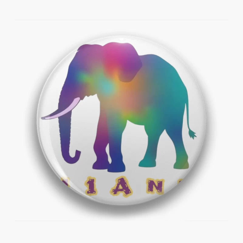 Rainbow Gradient Elephant Silhouette with "11ANT" Text Pin