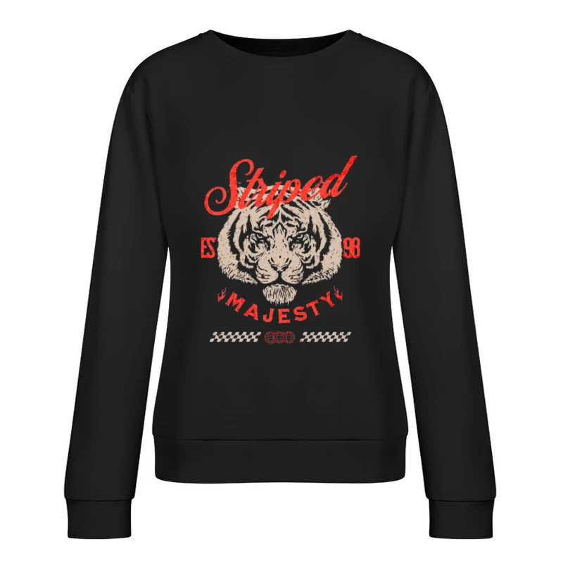 Tigre brodé avec inscription 'Striped Majesty' Femme Sweat-shirt à enfiler