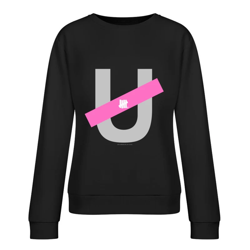 Undefeated Logo mit Pinkem Balken Damen Pullover Sweatshirt