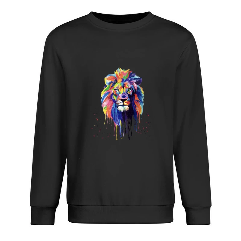 Bunter Löwenkopf auf Schwarz Herren Pullover Sweatshirt