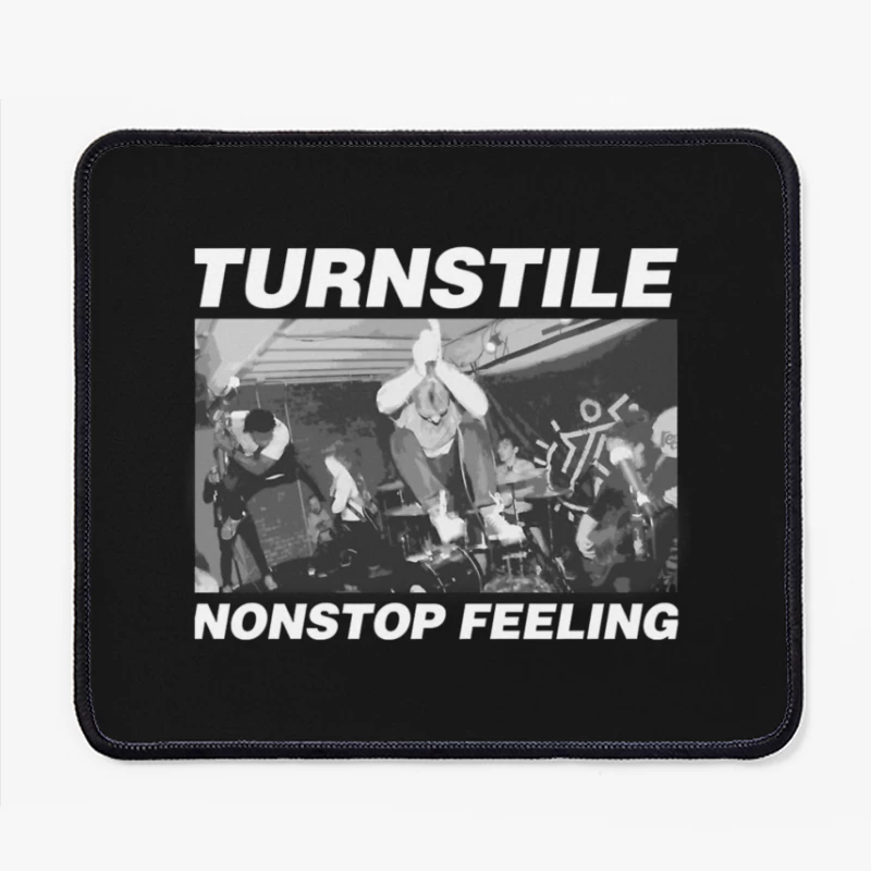 Energetic Hardcore Punk Band Live Performance in Black and White Mouse Pad