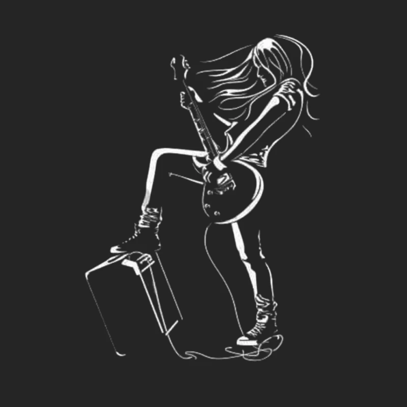 Rock Guitarist Illustration Female Pullover Sweatshirt