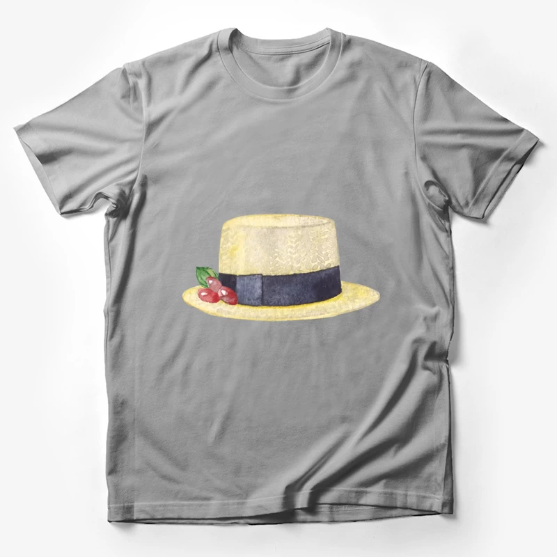 Chapeau Paille Élégant avec Ruban et Baies Homme T-Shirt