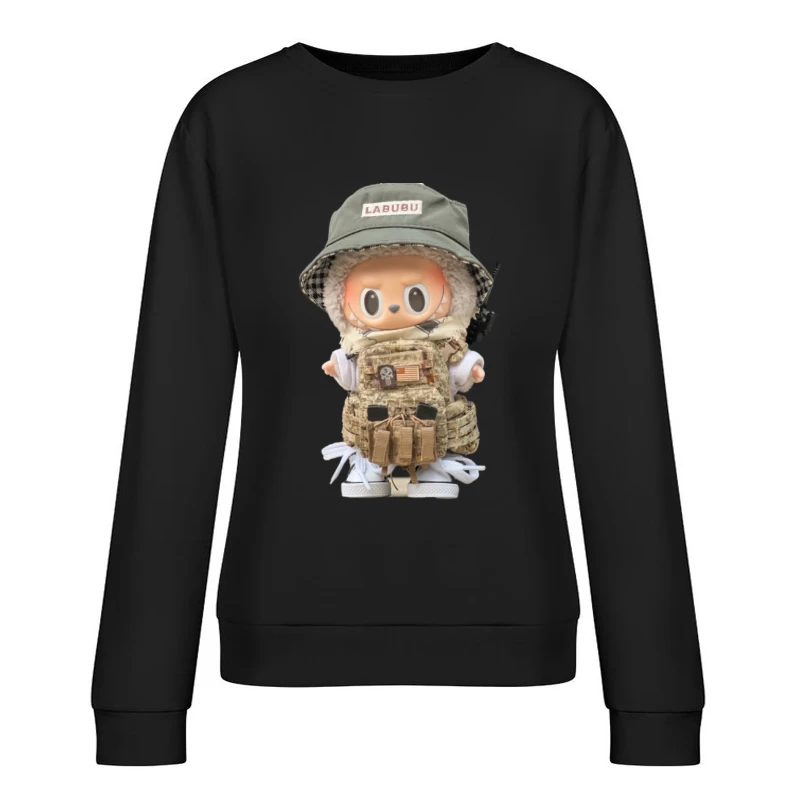Labubu Figur in taktischer Ausrüstung Damen Pullover Sweatshirt