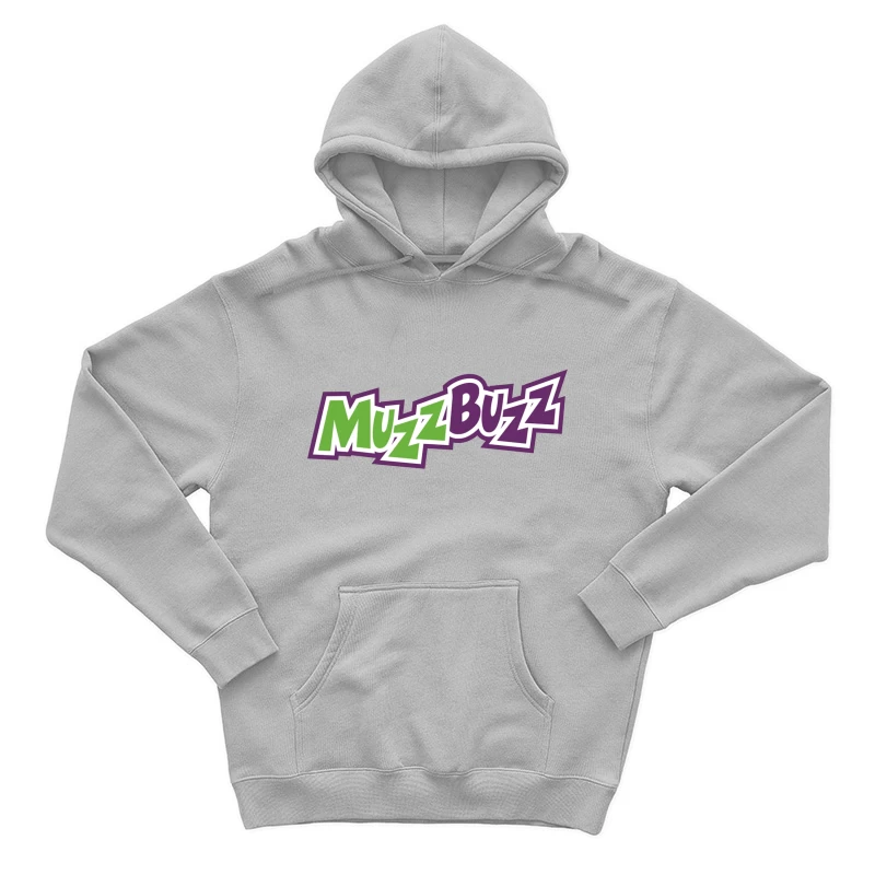 Muzz Buzz Beverage Brand Logo in Green and Purple Male Pullover Hoodie