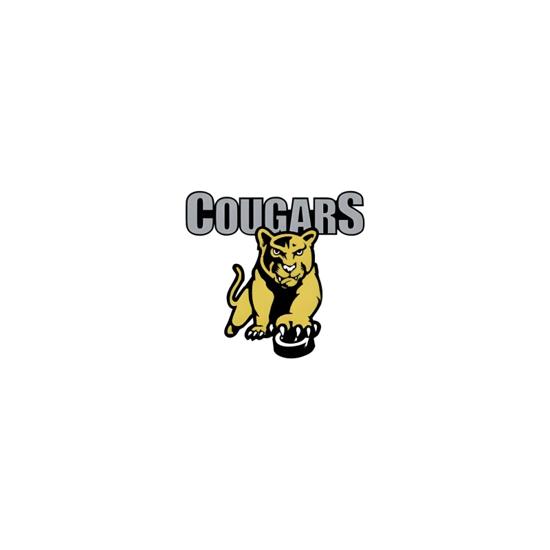 Fierce Yellow Cougar Sports Team Logo with Gray Text Coffee Mug