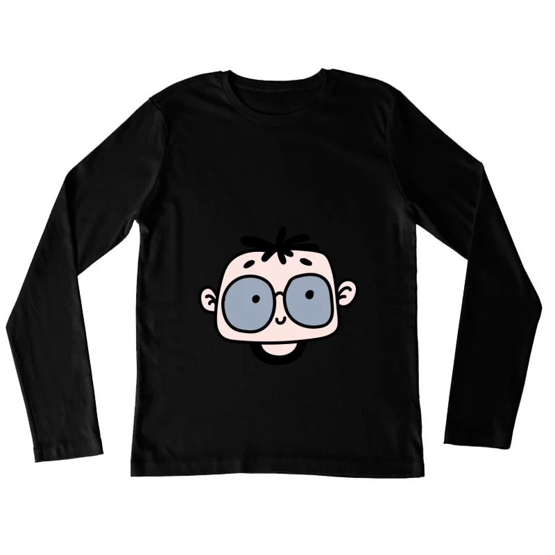 Illustration de personnage mignon avec lunettes Femme Manches Longues T-Shirt