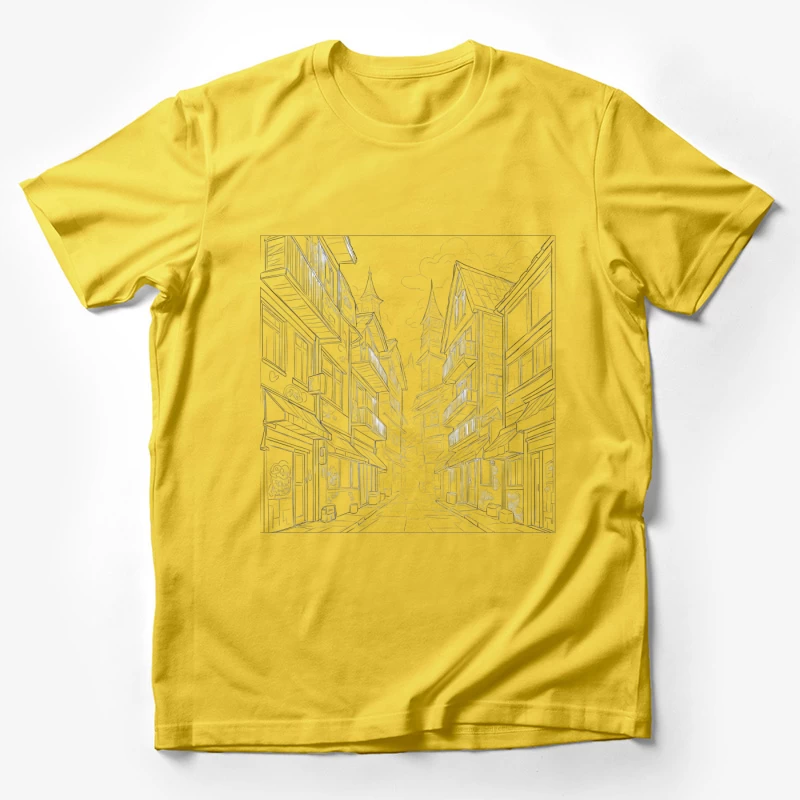 Charming Architectural Illustration of a Street Alley Male T-Shirt