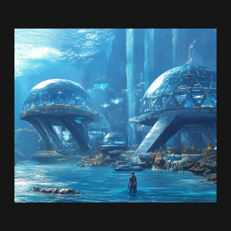 Futuristic Underwater Metropolis: A Sci-Fi Ocean Paradise Mouse Pad