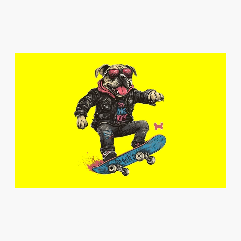 Cool Skateboarding Punk Dog in Leather Jacket Travel Mug