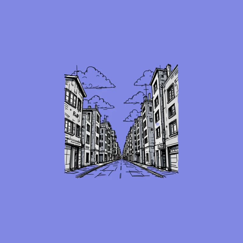 Monochrome Cityscape with Urban Architecture Desk Mat