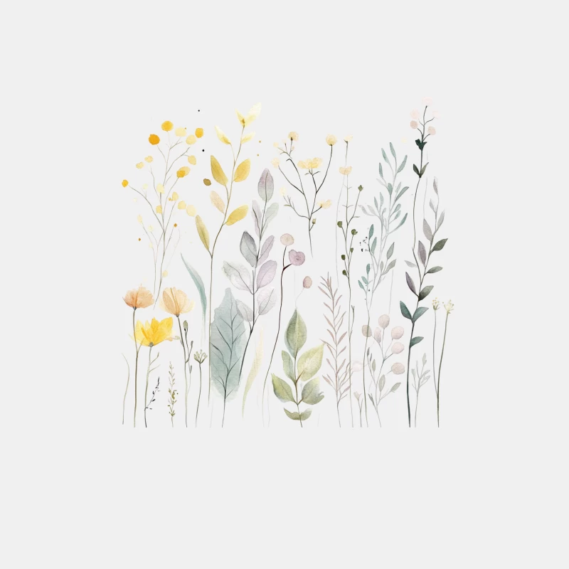 Delicate Watercolor Botanical Wildflower Illustration Male Tank Top