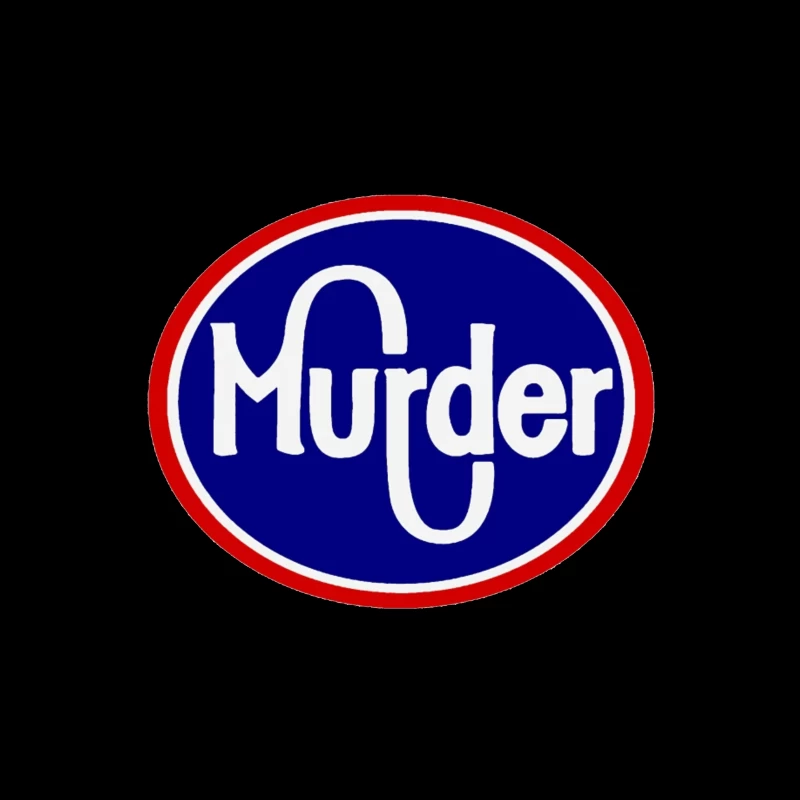 Vintage-Style Murder Text Logo in Blue and Red Tapestry