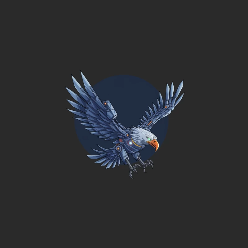 Mechanical Eagle: A Futuristic Robotic Bird in Digital Art Baseball Cap