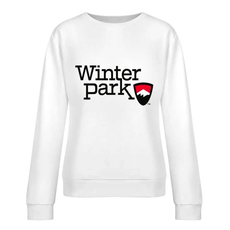 Winter Park Resort Logo with Mountain Shield Design Female Pullover Sweatshirt