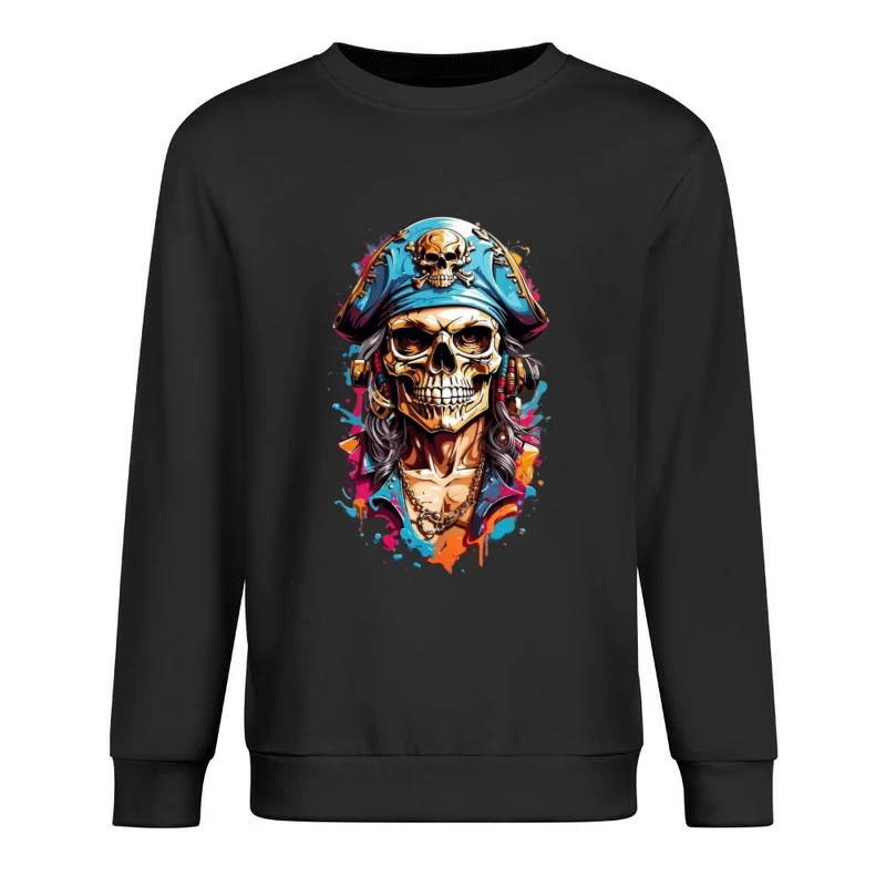 Stylized Pirate Skull Art Male Pullover Sweatshirt