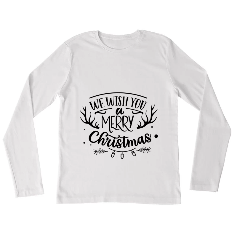 Souhait de Joyeux Noël avec Graphismes Festifs Femme Manches Longues T-Shirt