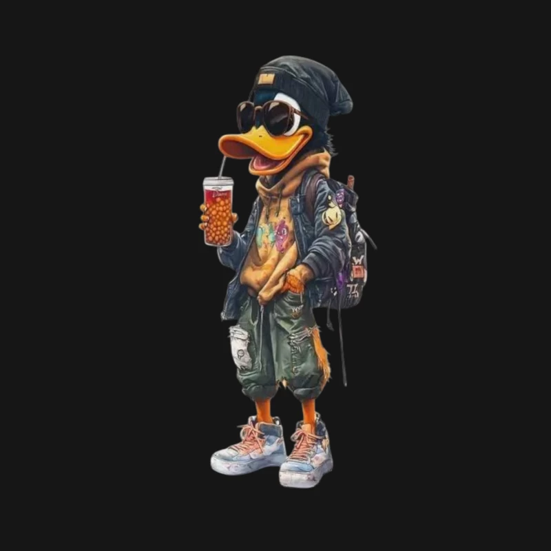 Cool Cartoon Duck with Sunglasses Male Long Sleeve T-Shirt