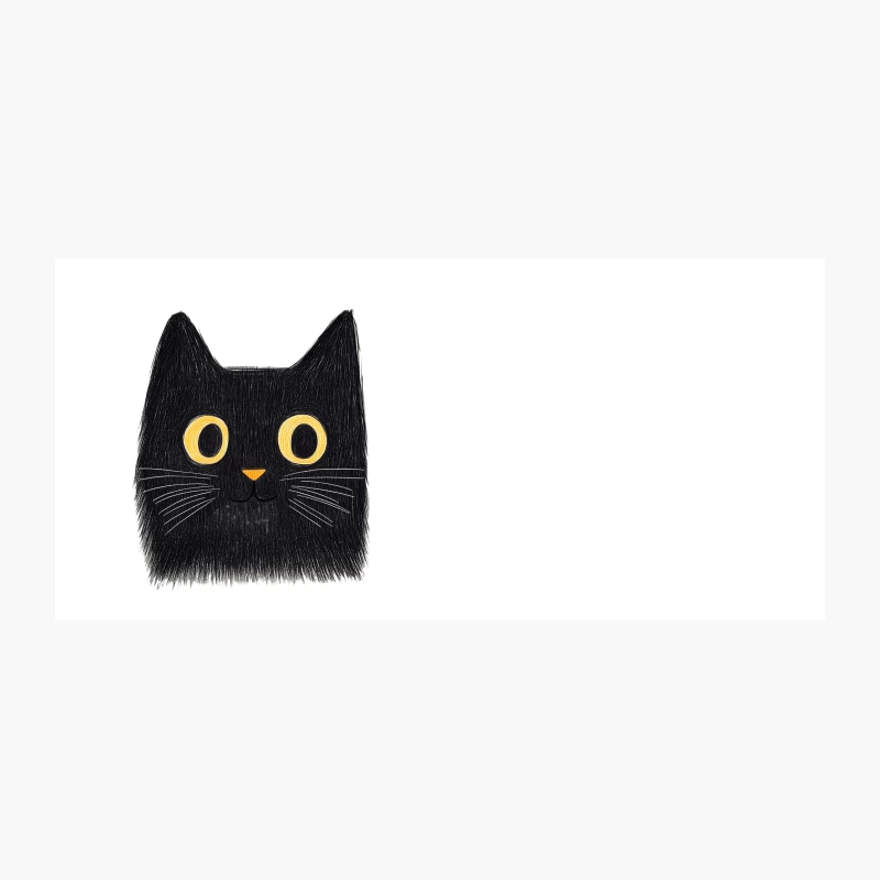 Cute Cartoon Black Cat Illustration with Yellow Eyes Coffee Mug