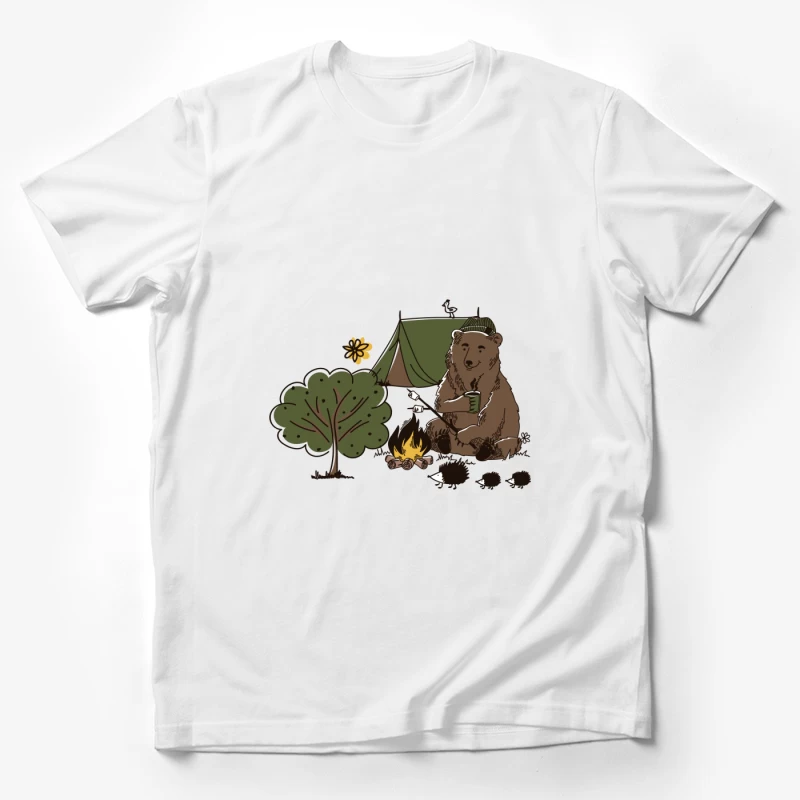 Gemütlicher Bär am Lagerfeuer Herren T-Shirt
