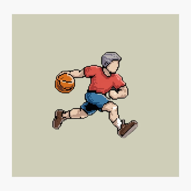 Retro Pixel Art Basketball Player in Motion Throw Pillow