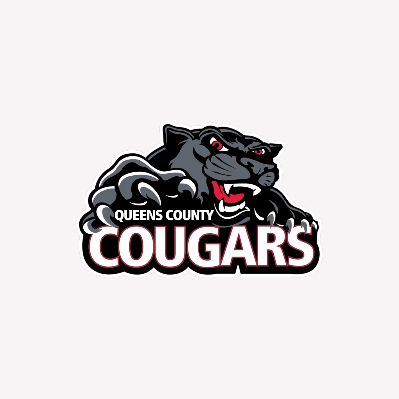 Queens County Cougars Sports Team Logo with Black Cougar Mascot Male T-Shirt