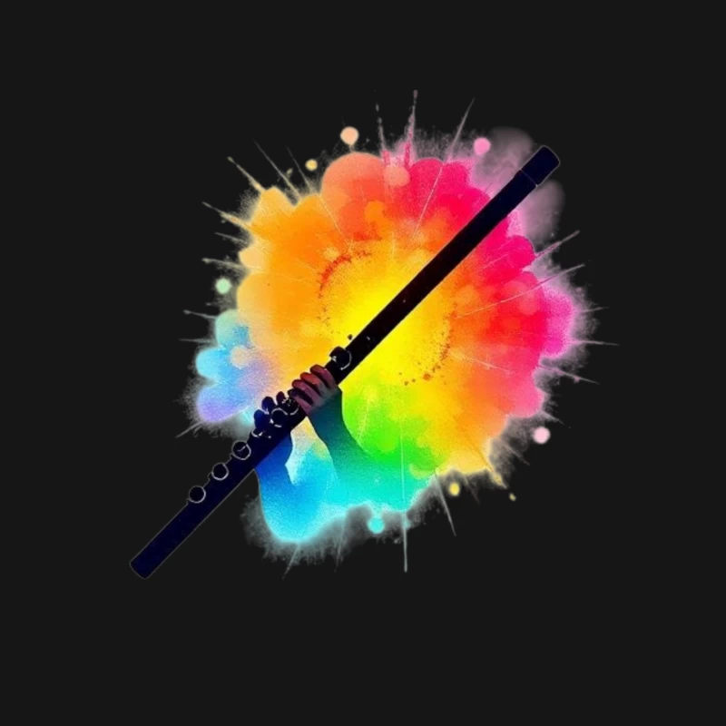 Rainbow Flute with Colorful Watercolor Splash Effect Mouse Pad