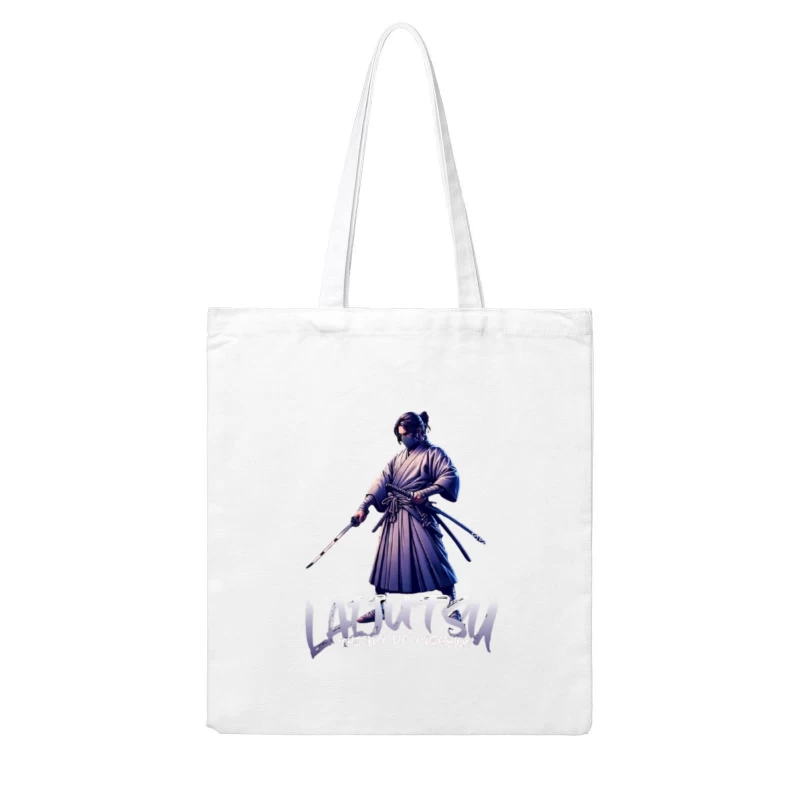 Japanese Samurai Warrior in Combat Stance Cotton Tote Bag