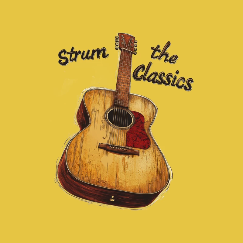Vintage Acoustic Guitar: Strumming the Classics Male T-Shirt