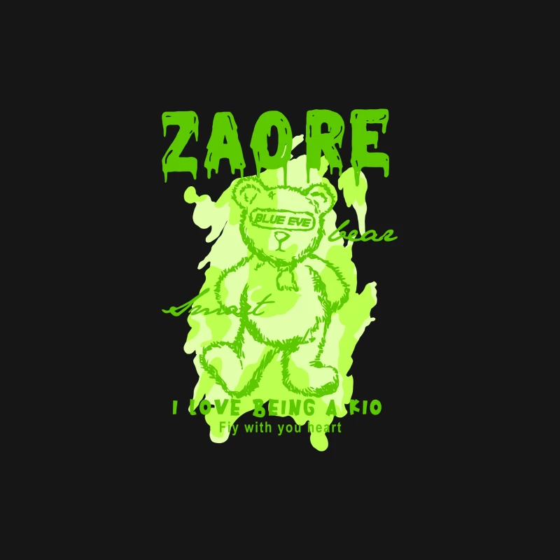 Playful Green Bear Graphic Design Female T-Shirt
