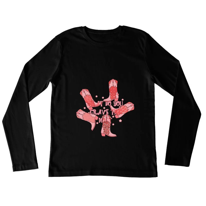 Cowboy-Stiefel mit Muster im Retro-Stil Damen Langarm T-Shirt