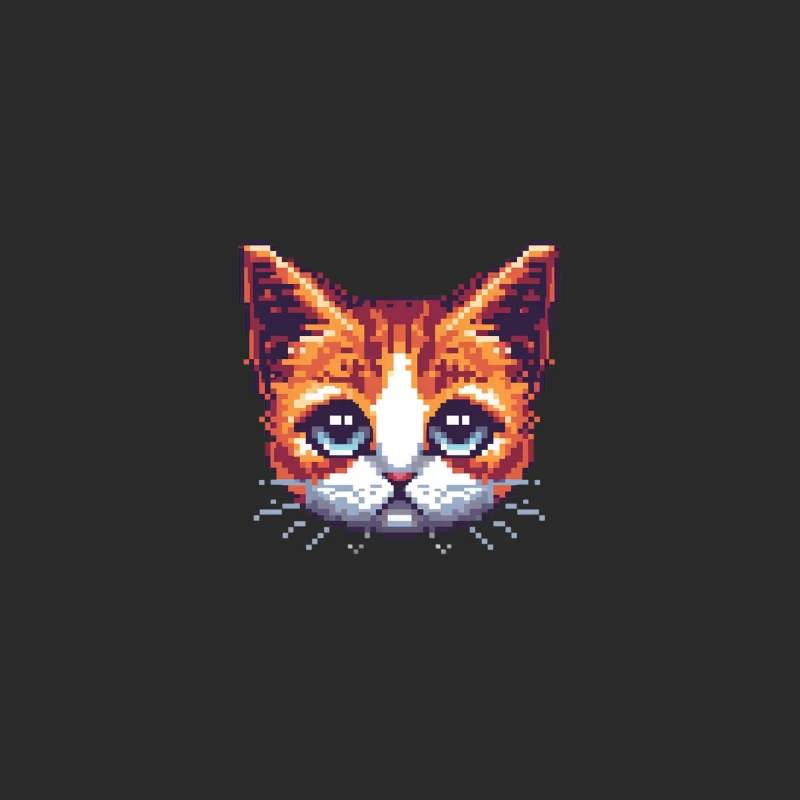 Cute Pixel Art Orange Tabby Cat in Retro Gaming Style Baseball Cap
