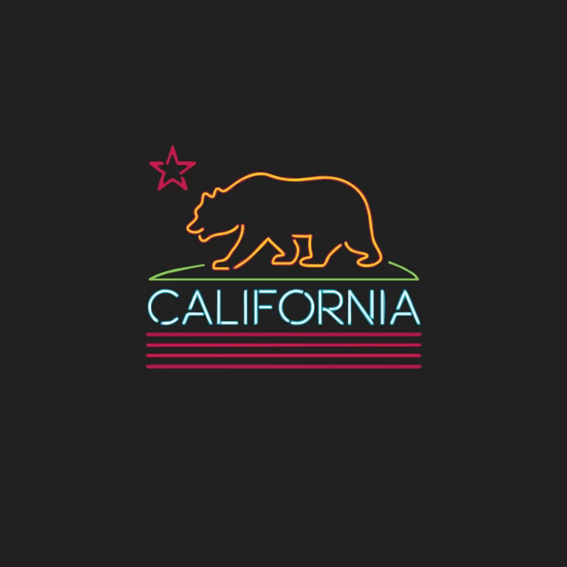 Neon Sign California Republic Flag Bear Bucket Hat