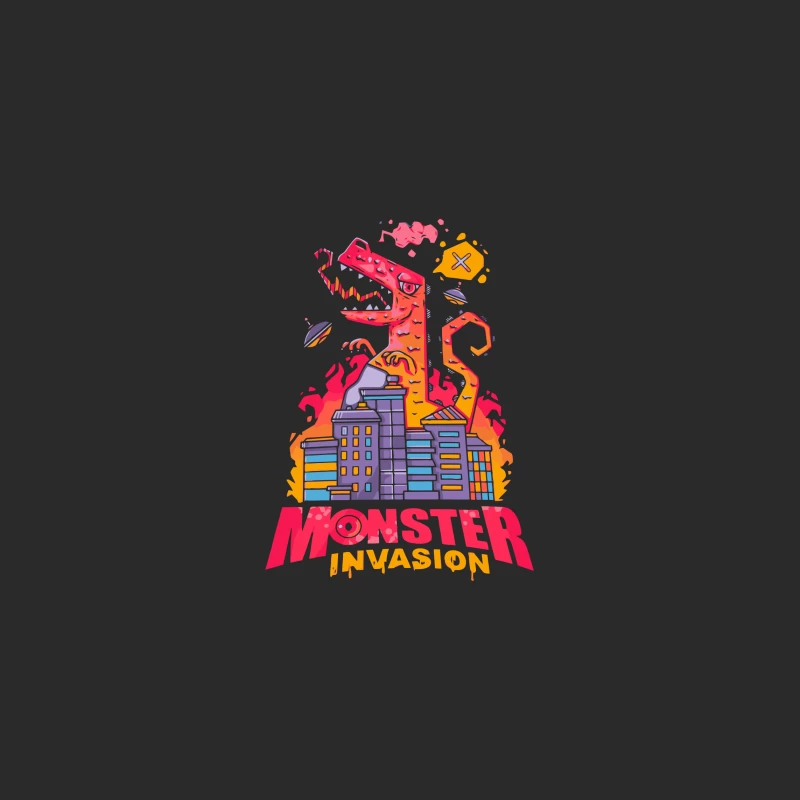 Monster Invasion: A Colorful Cartoon Illustration Baseball Cap