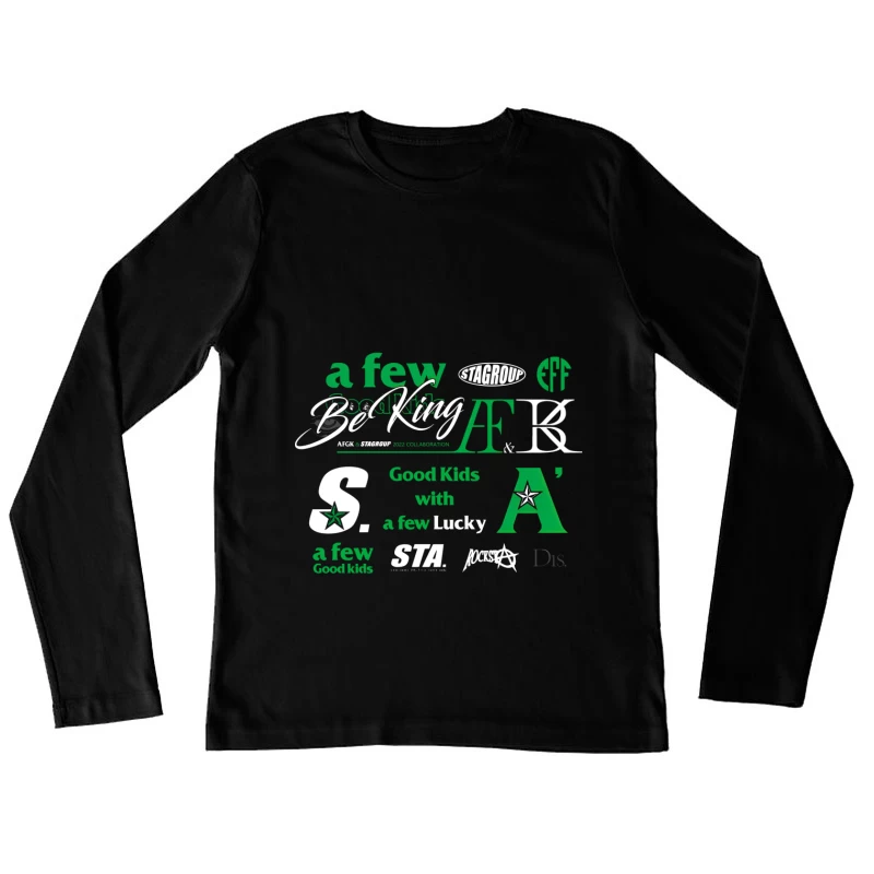 Ein kreativer Mix aus Schriftarten und Slogans Damen Langarm T-Shirt
