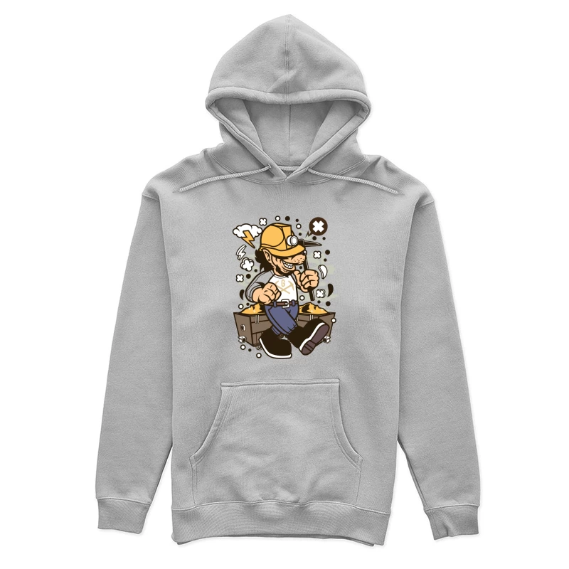 Mineur joyeux avec chariot d'or Femme Sweat à capuche