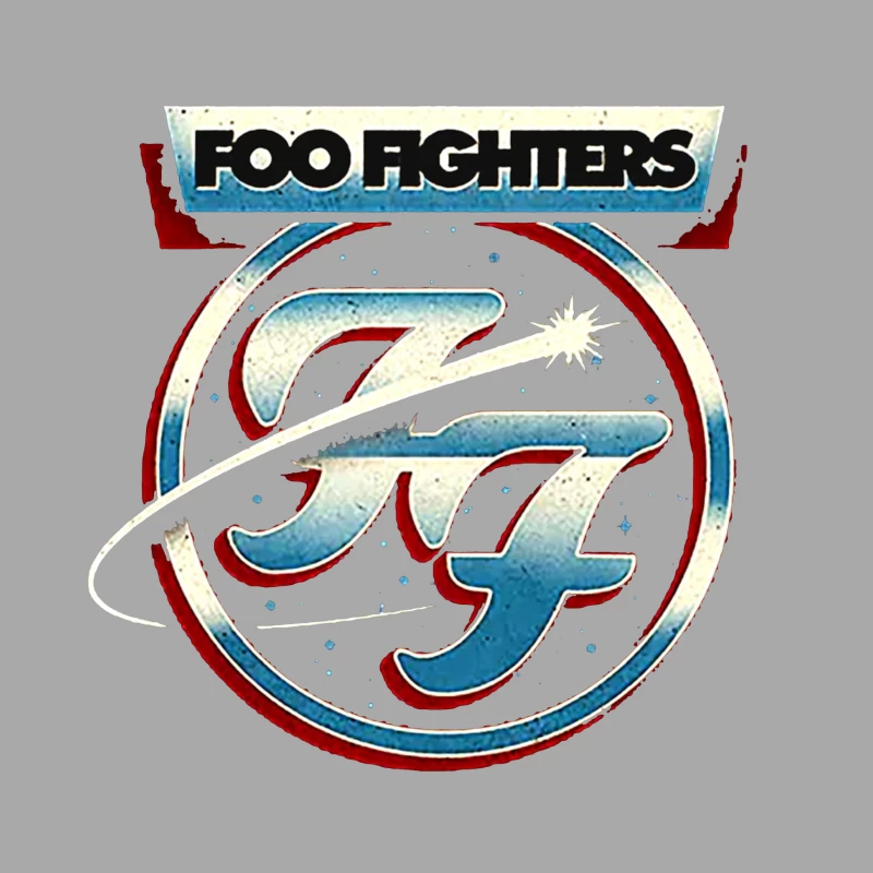 Foo Fighters Classic Circular Band Logo in Red and Blue Female Pullover Hoodie